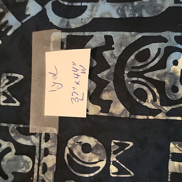 Variety of blues, black, white, and greys in a Batik Tikki design - 1 yard - Picture 2 of 6